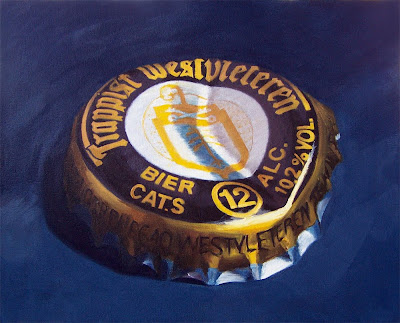 oil painting of a westvleteren 12 cap