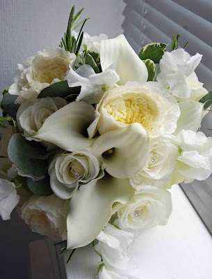 cascading wedding bouquets. all ivory Bridal Bouquet