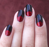 Louboutin-inspired halfmoon manicure