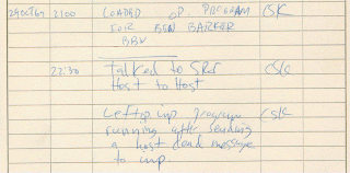image of page of notes taken about the first internet message