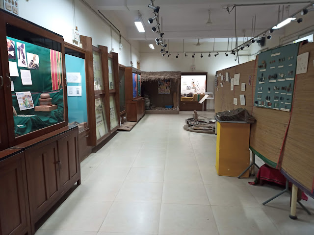 View of Indus Valley civilisation archaeological museum gallery with displays and models at MS University Baroda