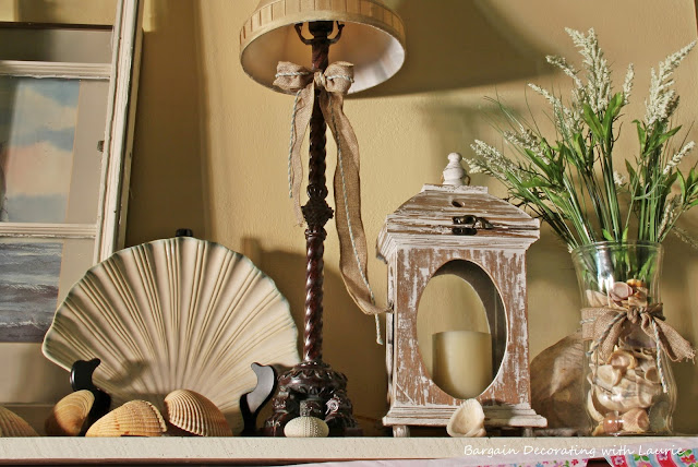 Beachy Summer Mantel-Bargain Decorating with Laurie