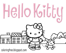 Tiny poodle dog and cat Hello kitty coloring sheet free wonderful big printable for teenage children