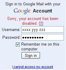 Sorry, your account has been disabled