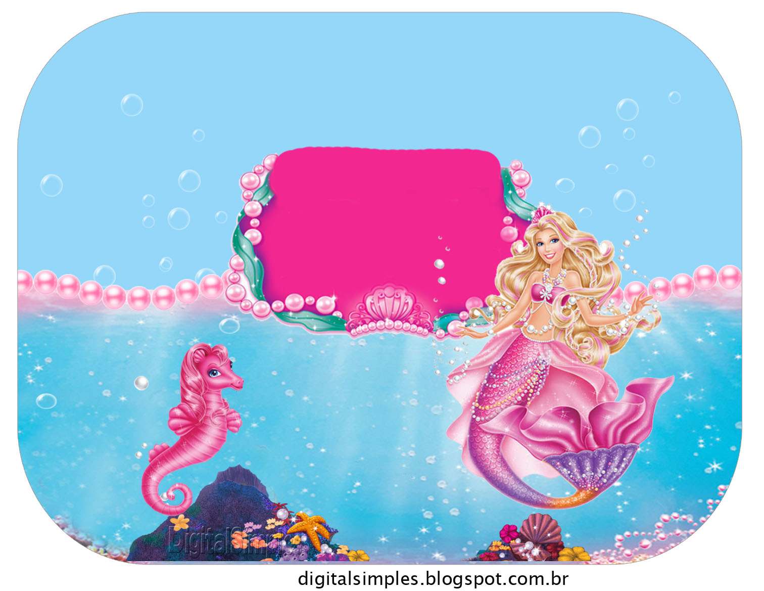 Kit Personalizado Tema Barbie Sereia das Pérolas 