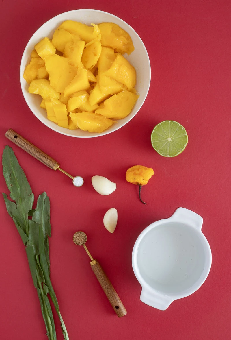 Ingredients for Guyanese mango sour.