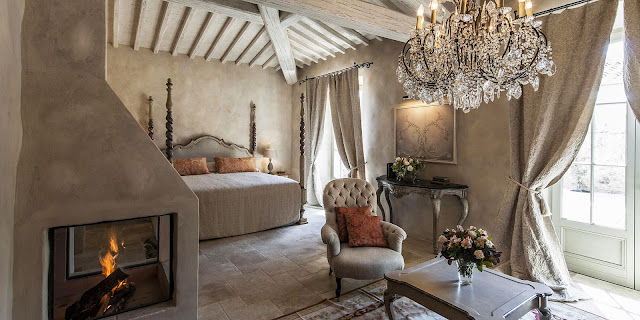 Breathtaking suite at the Italian villa Borgo Santo Pietro - found on Hello Lovely Studio