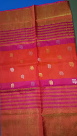 Uppada pink with red color jamdani silk saree