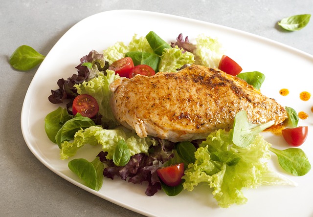 Grilled Chicken Breast and a Lettuce Salad