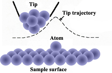 Trajectory of the probe tip over the sample