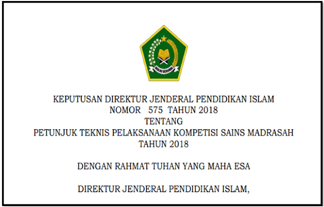 Petunjuk Teknis Pelaksanaan Kompetensi Sains Madrasah (KSM ) Tahun 2018