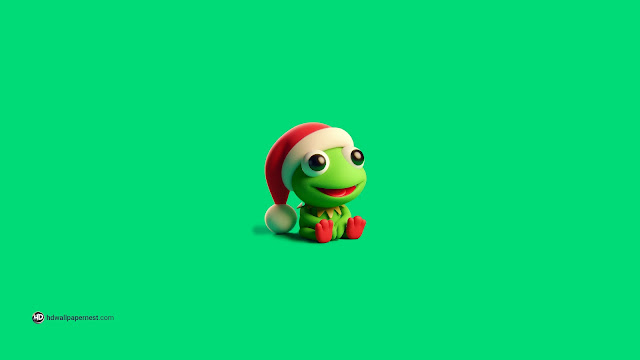 Cute Little Kermit The Frog with Santa Hat 4K HD Wallpaper