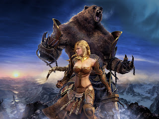 Warrior Girl with Bear Wallpaper