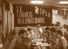 Aspecto parcial de la sala de juego del XX Torneo Internacional de Berga 1986
