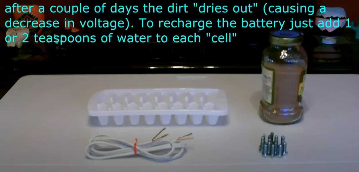 Earth battery on Ice Tray