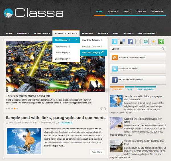 Classa Blogger Template