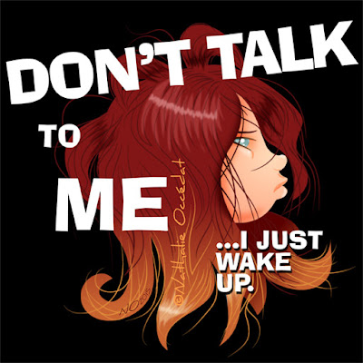 illustration, fille, humeur, réveil difficile, don't talk to me, wake