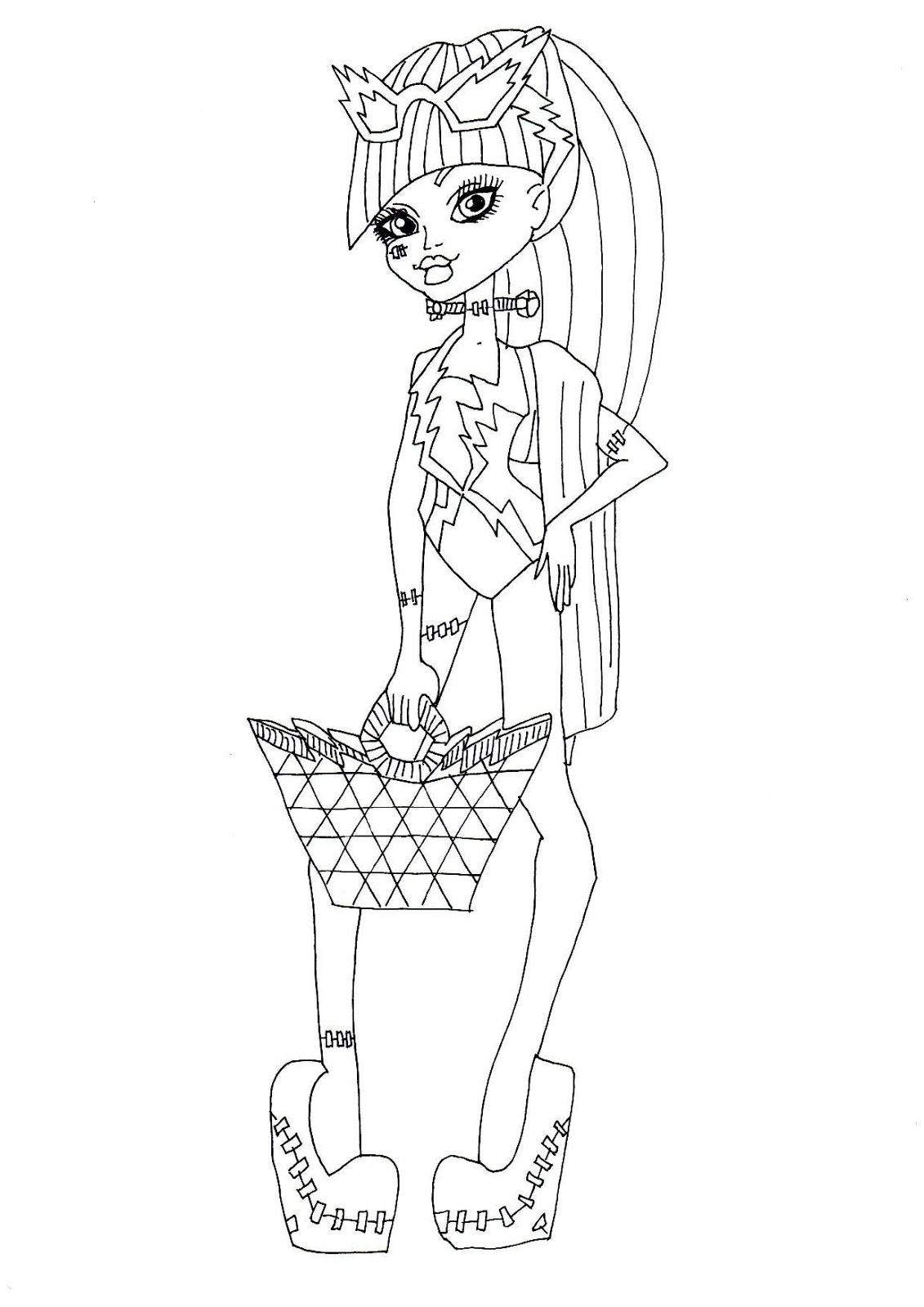 Download Free Printable Monster High Coloring Pages: Frankie Stein Swim Class Coloring Sheet