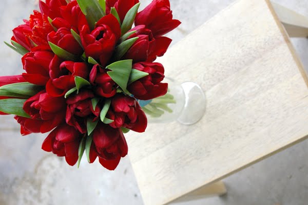 red simple tulip bouquet we did for a sitting last week wedding occurs