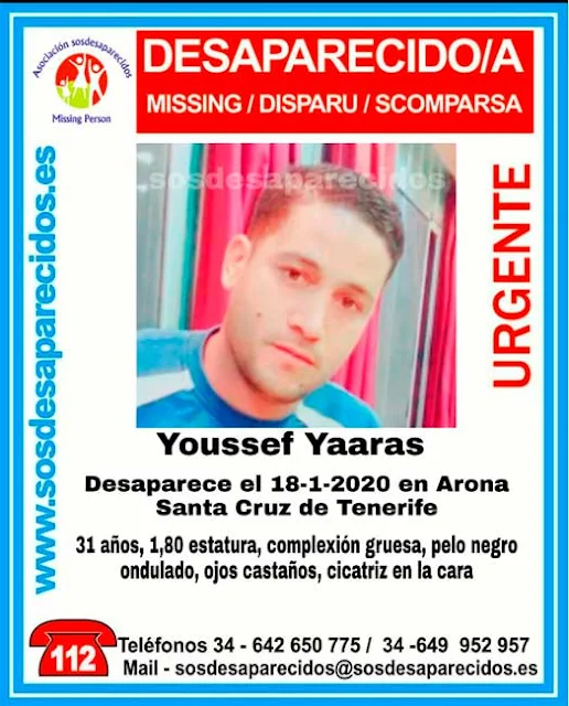 Youssef Yaaras desaparecido en Arona, Tenerife, desde el 18 enero