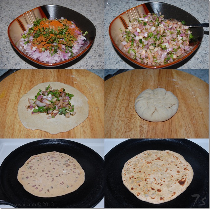 Onion paratha process