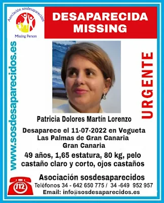 Patricia Dolores Martín Lorenzo mujer desaparecida  en el barrio e de Vegueta, Las Palmas de Gran Canaria