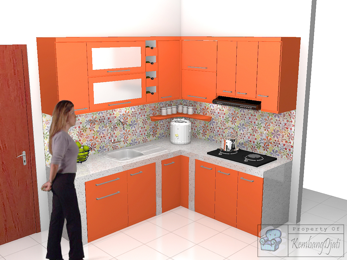 Kitchen Set Dan Rak TV Warna Oranye Furniture Semarang Furniture Semarang