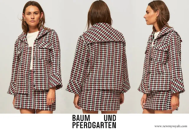 Crown Princess Victoria wore Baum und Pferdgarten Bronco Houndstooth Check Recycled Polyester Blend Jacket