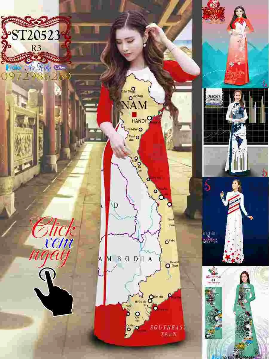 Tuyển chọn các kiểu áo dài bản đồ Việt Nam tuyệt đẹp