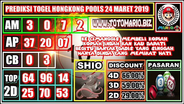 PREDIKSI TOGEL HONGKONG POOLS 24 MARET 2019