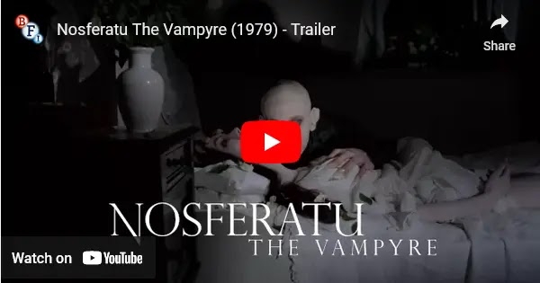 Trailer Nosferatu The Vampyre You Tube cover featuring Klaus Kinski near Isabelle Adjani in bed