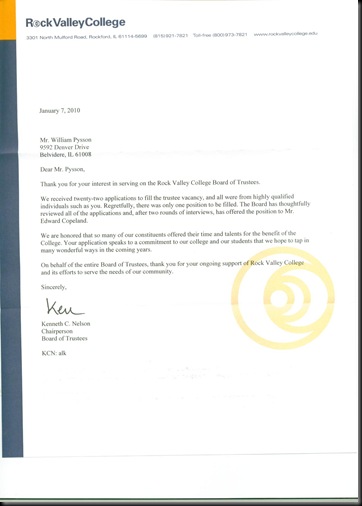 RVC Rejection letter