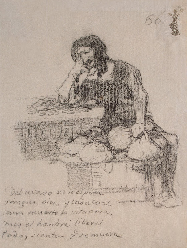 Generosity versus Greed by Francisco Goya - Genre Drawings from Hermitage Museum