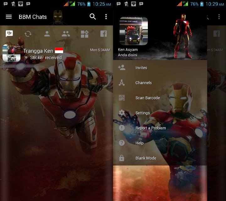 BBM MOD Iron Man v3.2.0.6 APK