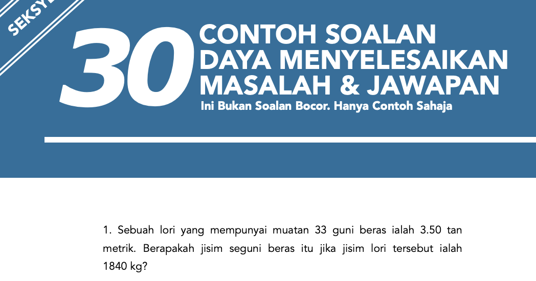 Contoh-Contoh Soalan Seksyen Penyelesaian Masalah PSEE 