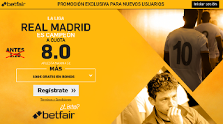 betfair supercuota 8 Real Madrid campeon Liga 17 mayo