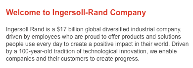 Screengrab from Ingersoll Rand's website