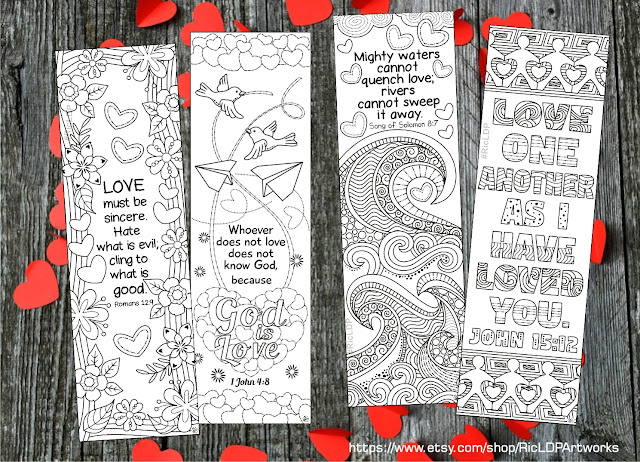 coloring bookmarks with love bible verses