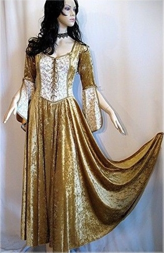 Gold and white Velvet Renaissance Medieval Gothic Dress