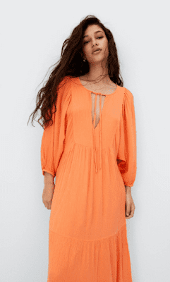 Vestido naranja de Stradivarius para Primavera 2022