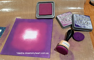 #CTMHVandra, Colour dare, thank you, purple, Distress Oxide, dies, #ctmhthincuts, thin cuts, sponging, cardmaking, #ctmh, blue, hearts,