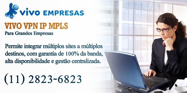 VIVO VPN IP MPLS é uma solução da Vivo para convergência de voz, dados e imagens, com priorização do tráfego. O serviço permite integrar múltiplos sites a múltiplos destinos, com garantia de 100% da banda, alta disponibilidade e gestão centralizada.