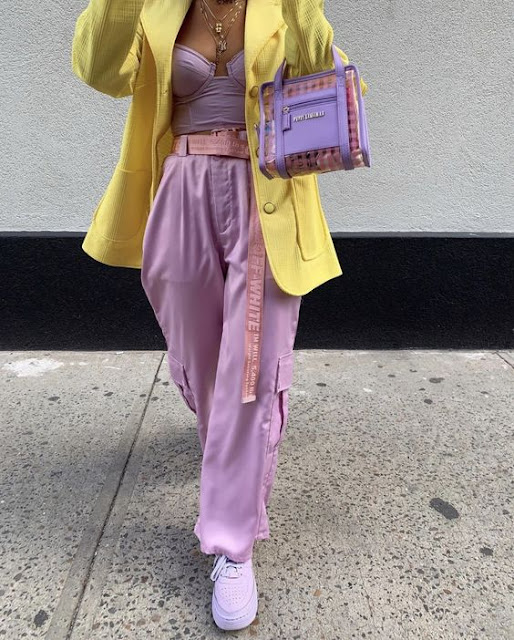 Yellow and lavender pastel fashion