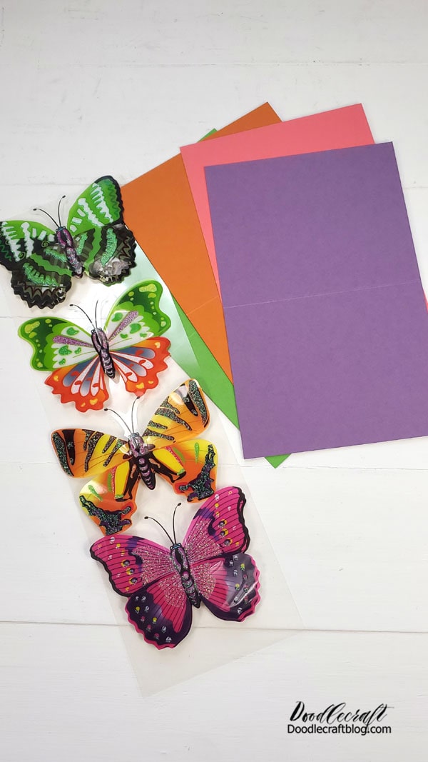 Step 1 for Butterfly Pop-up Cards:   Begin by cutting the cardstock paper in half, so the dimensions are 8.5 x 5.5 inches.