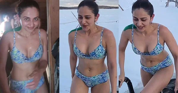 rakul preet bikini freezing water viral video