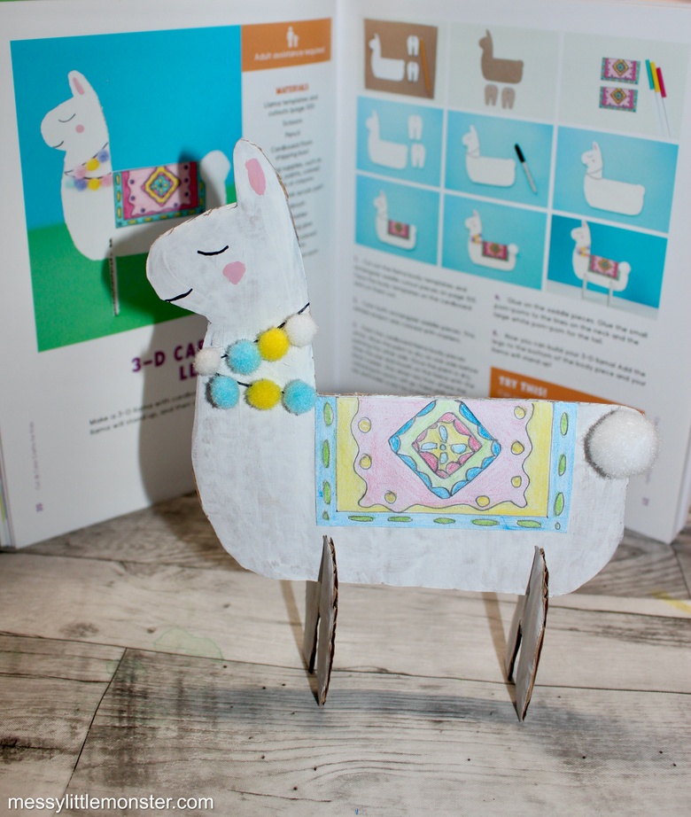 Cut and color crafts for kids - llama craft