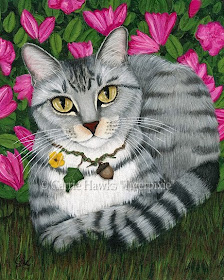 Garden Cat, Silver Tabby Cat by Carrie Hawks Tigerpixie