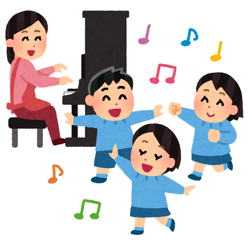 ピアノに合わせて踊る子供たちのイラスト かわいいフリー素材集 いらすとや