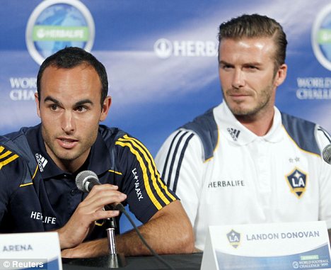 Beckham joined his team to announce the Herbalife World Football Challenger 