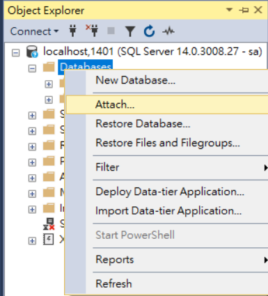 SSMS Attach mssql-server-linux DB